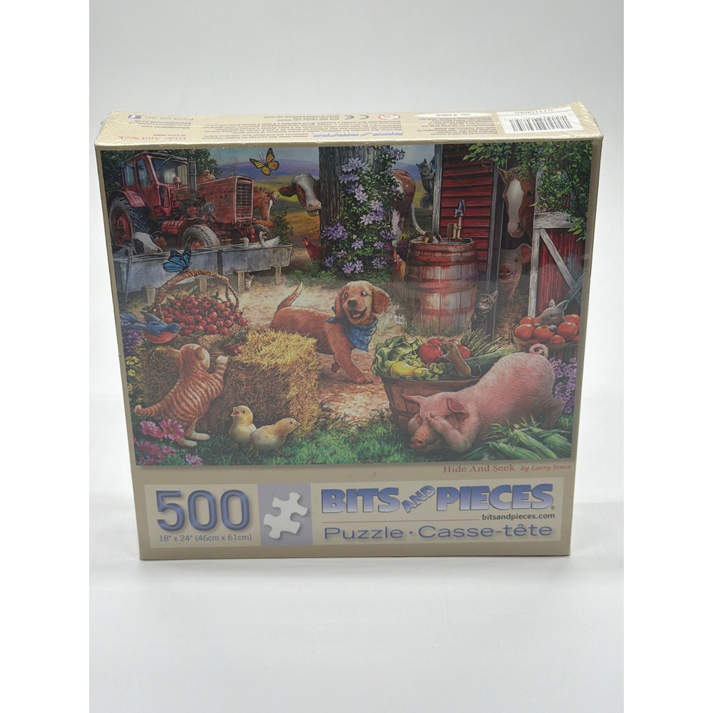 Bits and Pieces Hide And Seek 500 Piece Jigsaw Puzzle Larry Jones Farm 43969 NEW